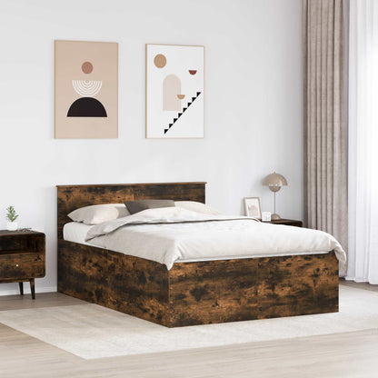 Bed Frame Smoked Oak 150 x 200 cm Engineered Wood
