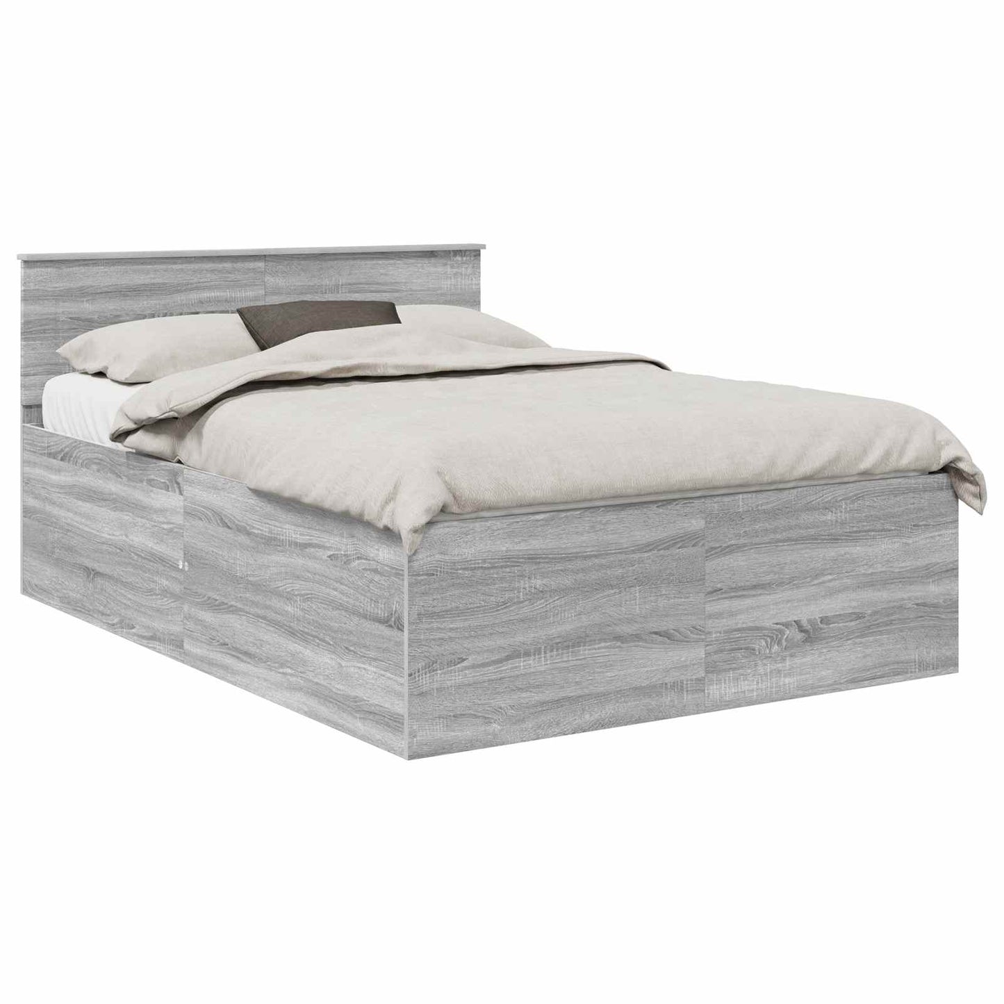 Bed Frame Grey Sonoma 140 x 190 cm Engineered Wood