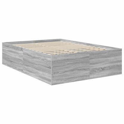 Bed Frame Grey Sonoma 140 x 190 cm Engineered Wood