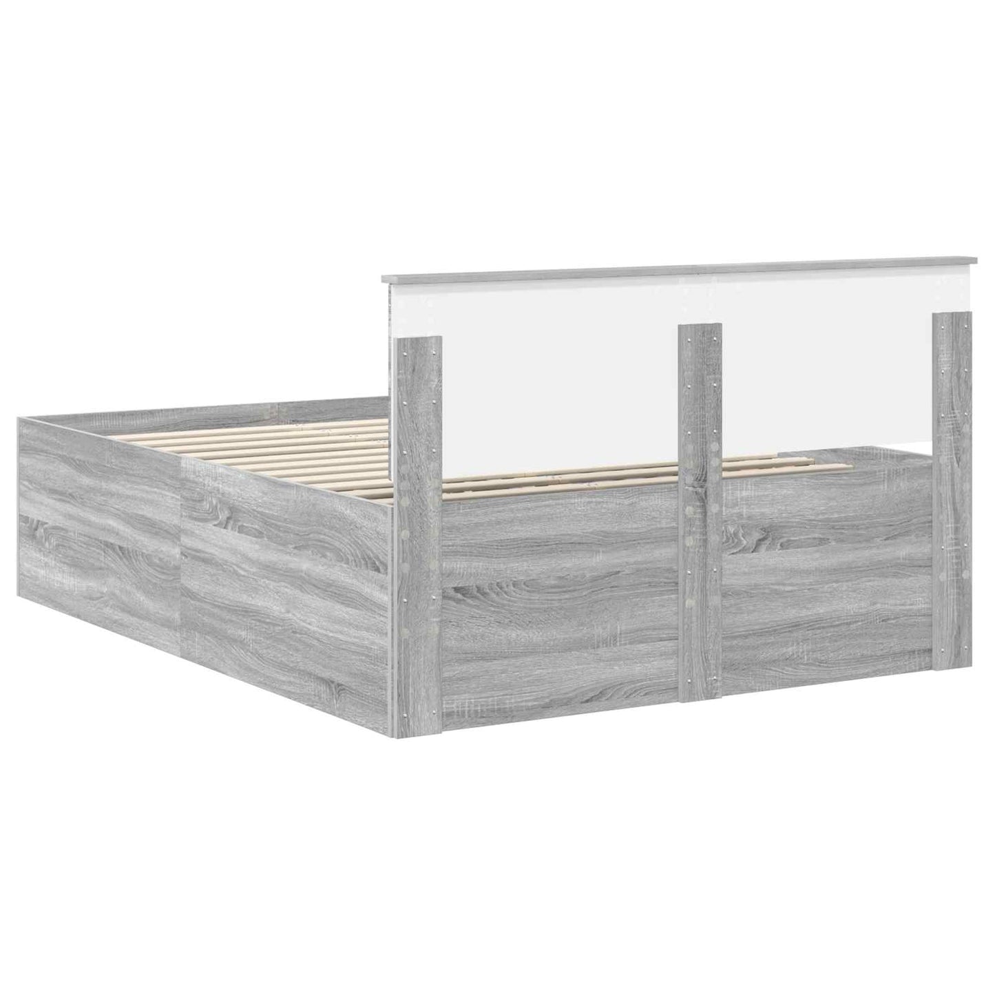 Bed Frame Grey Sonoma 140 x 190 cm Engineered Wood