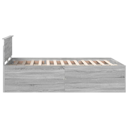 Bed Frame Grey Sonoma 140 x 190 cm Engineered Wood