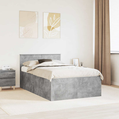 Bed Frame Concrete Grey 135 x 190 cm Engineered Wood