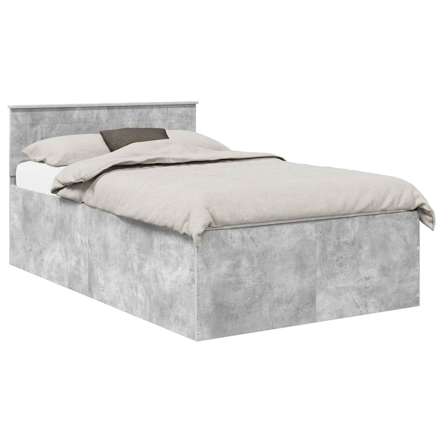 Bed Frame Concrete Grey 135 x 190 cm Engineered Wood