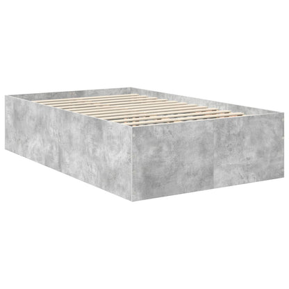 Bed Frame Concrete Grey 135 x 190 cm Engineered Wood