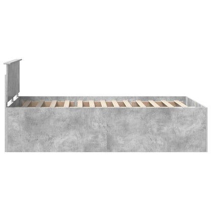 Bed Frame Concrete Grey 135 x 190 cm Engineered Wood