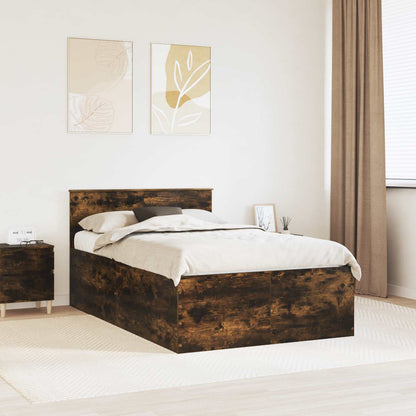 Bed Frame Smoked Oak 135 x 190 cm Engineered Wood