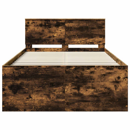 Bed Frame Smoked Oak 135 x 190 cm Engineered Wood