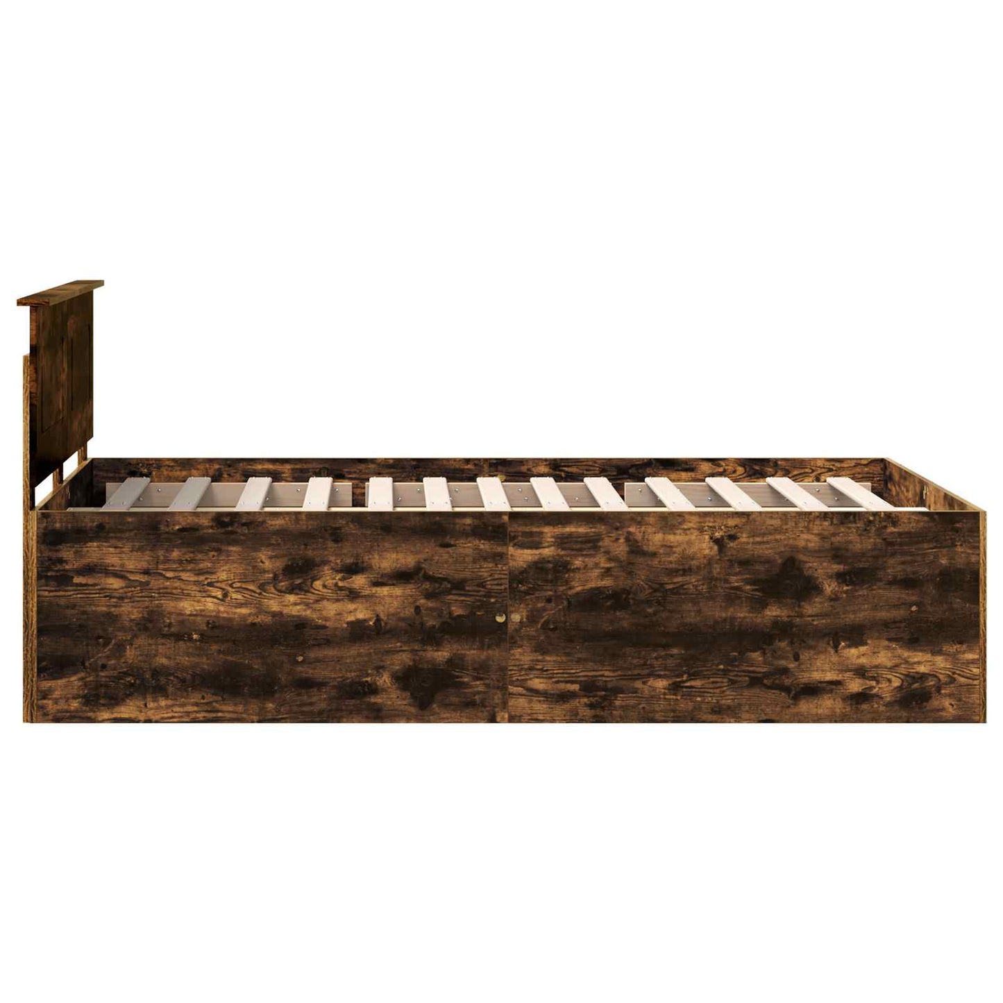 Bed Frame Smoked Oak 135 x 190 cm Engineered Wood