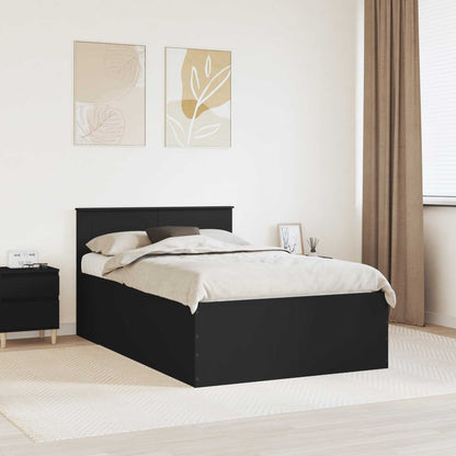 Bed Frame with Headboard Black 120 x 190 cm Engineered Wood