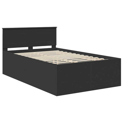 Bed Frame with Headboard Black 120 x 190 cm Engineered Wood