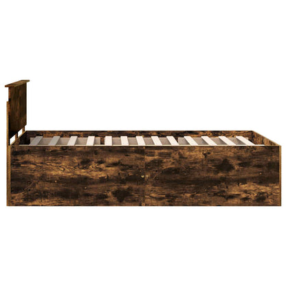 Bed Frame Smoked Oak 120 x 190 cm Engineered Wood