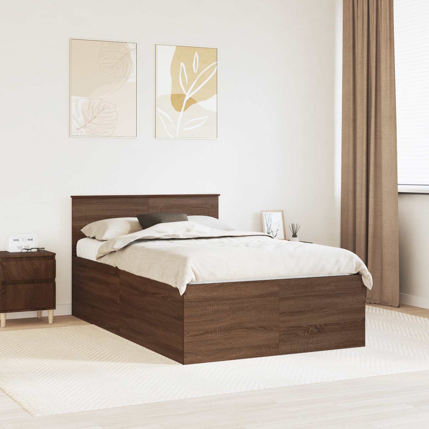 Bed Frame with Headboard Brown Oak 120 x 200 cm Engineered Wood