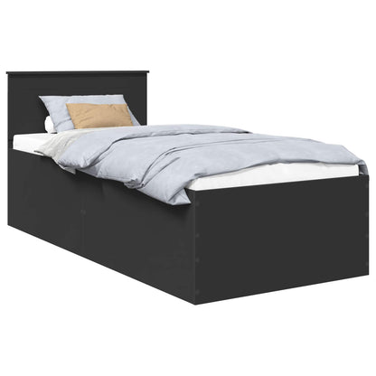 Bed Frame with Headboard Black 90 x 190 cm Engineered Wood