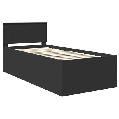 Bed Frame with Headboard Black 90 x 190 cm Engineered Wood