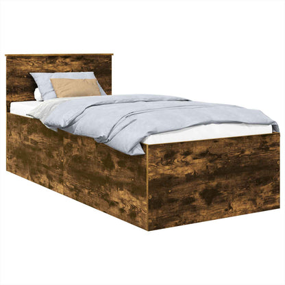 Bed Frame with Headboard Smoked Oak 90 x 190 cm Engineered Wood