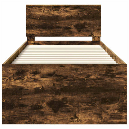 Bed Frame with Headboard Smoked Oak 90 x 190 cm Engineered Wood