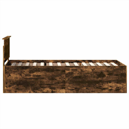 Bed Frame with Headboard Smoked Oak 90 x 190 cm Engineered Wood