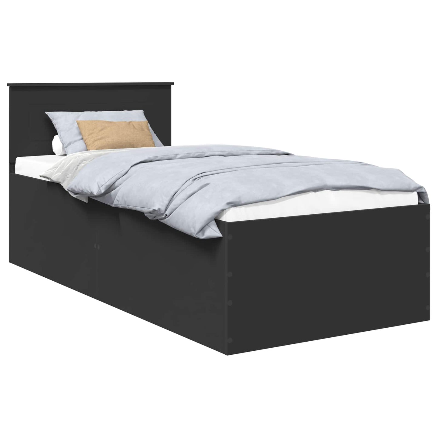 Bed Frame with Headboard Black 75 x 190 cm Engineered Wood