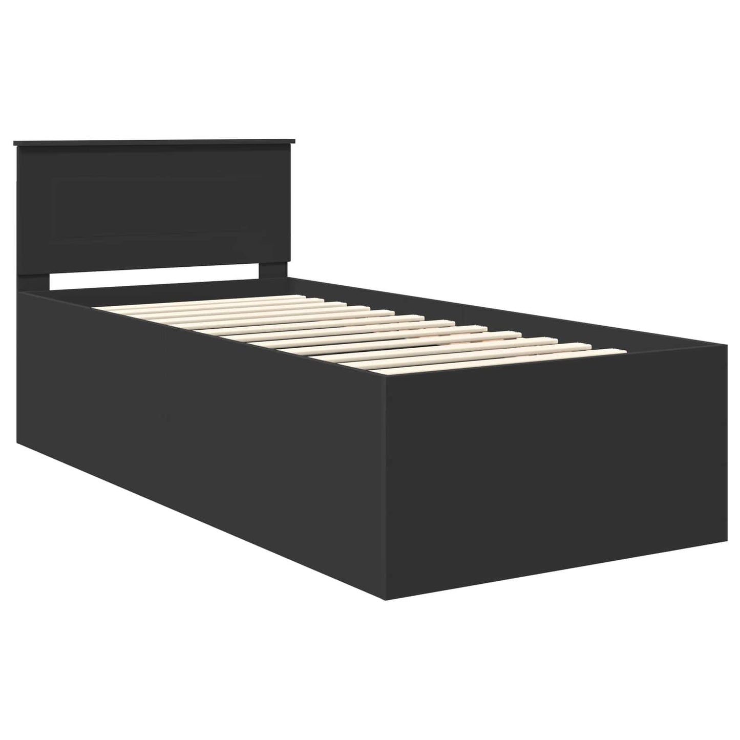Bed Frame with Headboard Black 75 x 190 cm Engineered Wood
