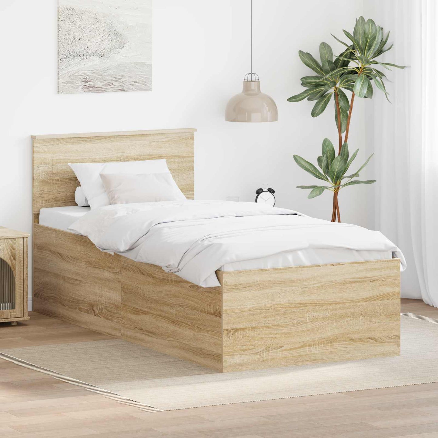 Bed Frame with Headboard Sonoma Oak 75 x 190 cm Engineered Wood