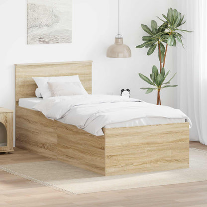 Bed Frame with Headboard Sonoma Oak 75 x 190 cm Engineered Wood