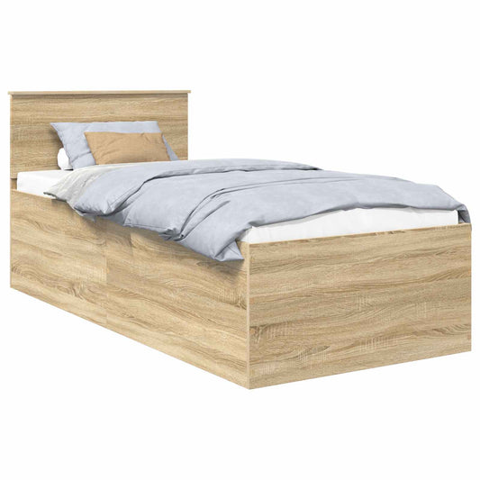 Bed Frame with Headboard Sonoma Oak 75 x 190 cm Engineered Wood