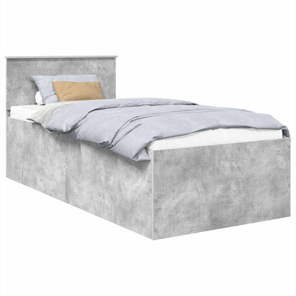 Bed Frame Concrete Grey 75 x 190 cm Engineered Wood