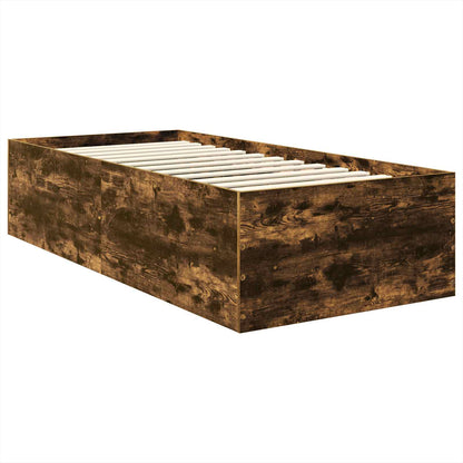 Bed Frame with Headboard Smoked Oak 75 x 190 cm Engineered Wood