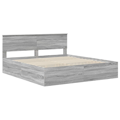 Bed Frame Grey Sonoma 200 x 200 cm Engineered Wood