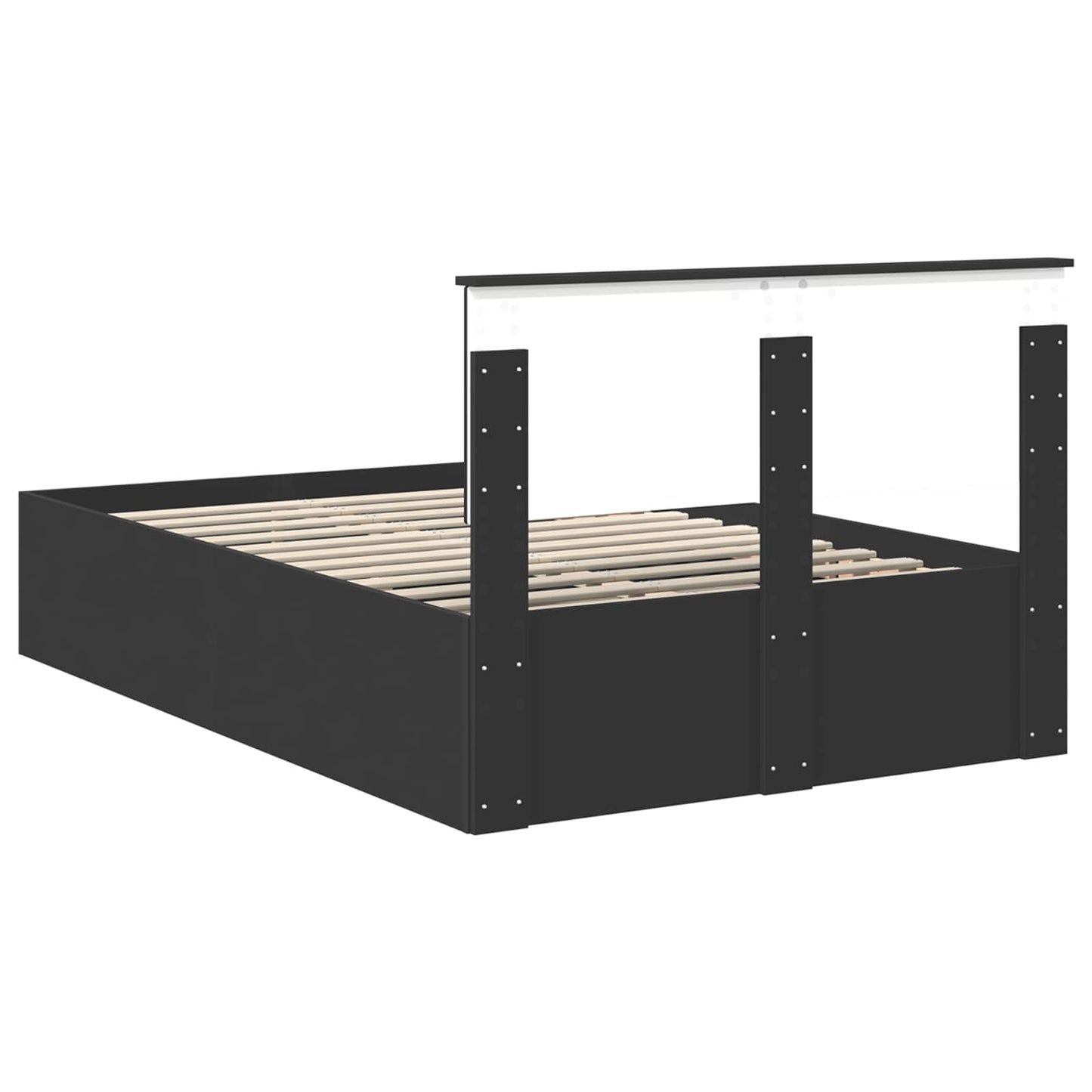 Bed Frame with Headboard Black 135 x 190 cm Engineered Wood