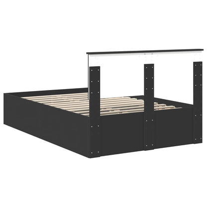 Bed Frame with Headboard Black 135 x 190 cm Engineered Wood