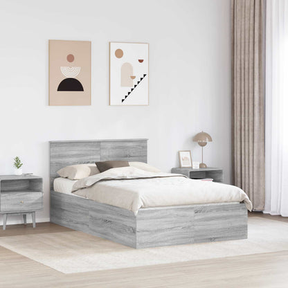 Bed Frame Grey Sonoma 135 x 190 cm Engineered Wood