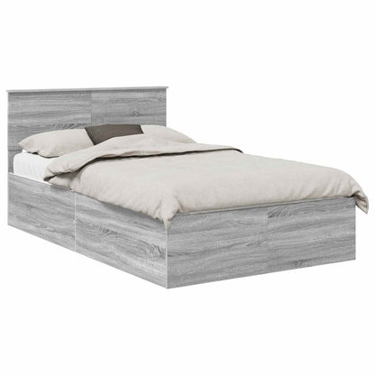 Bed Frame Grey Sonoma 135 x 190 cm Engineered Wood