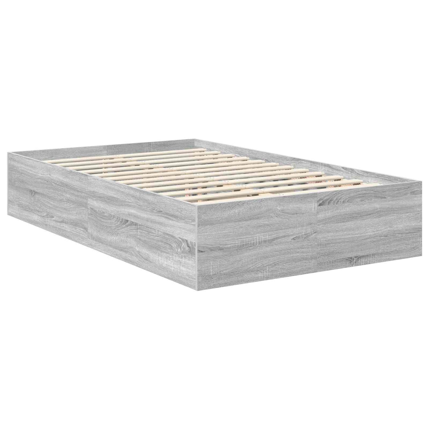 Bed Frame Grey Sonoma 135 x 190 cm Engineered Wood