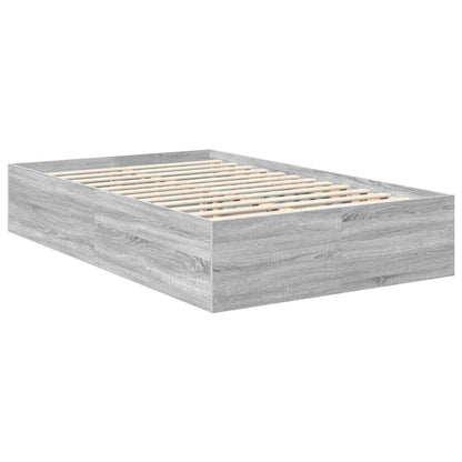 Bed Frame Grey Sonoma 135 x 190 cm Engineered Wood
