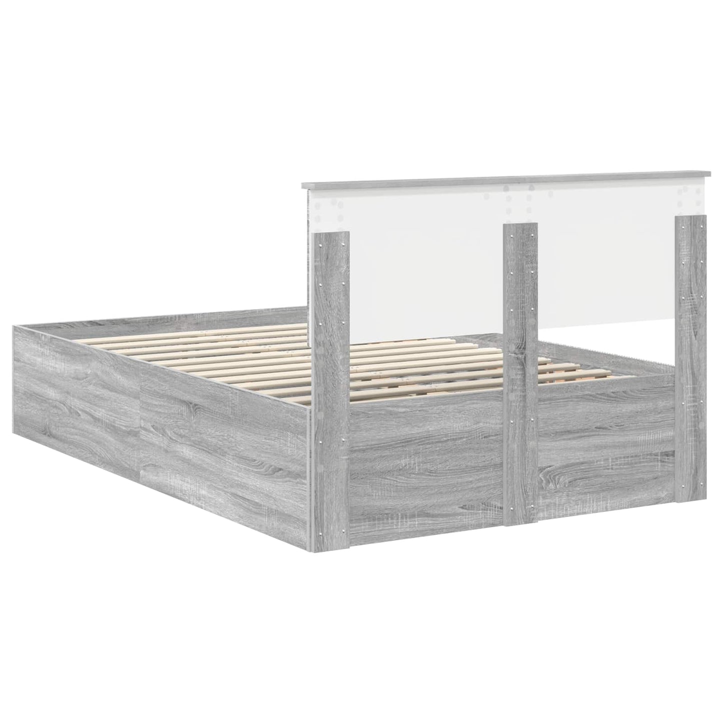 Bed Frame Grey Sonoma 135 x 190 cm Engineered Wood