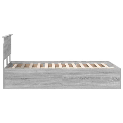Bed Frame Grey Sonoma 135 x 190 cm Engineered Wood