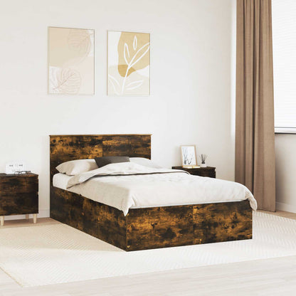Bed Frame Smoked Oak 120 x 190 cm Engineered Wood