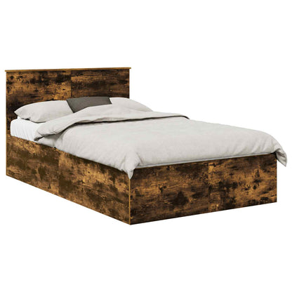 Bed Frame Smoked Oak 120 x 190 cm Engineered Wood