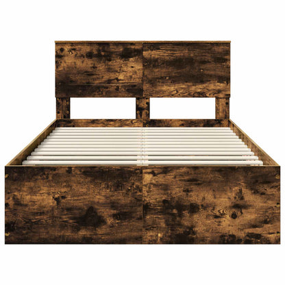 Bed Frame Smoked Oak 120 x 190 cm Engineered Wood
