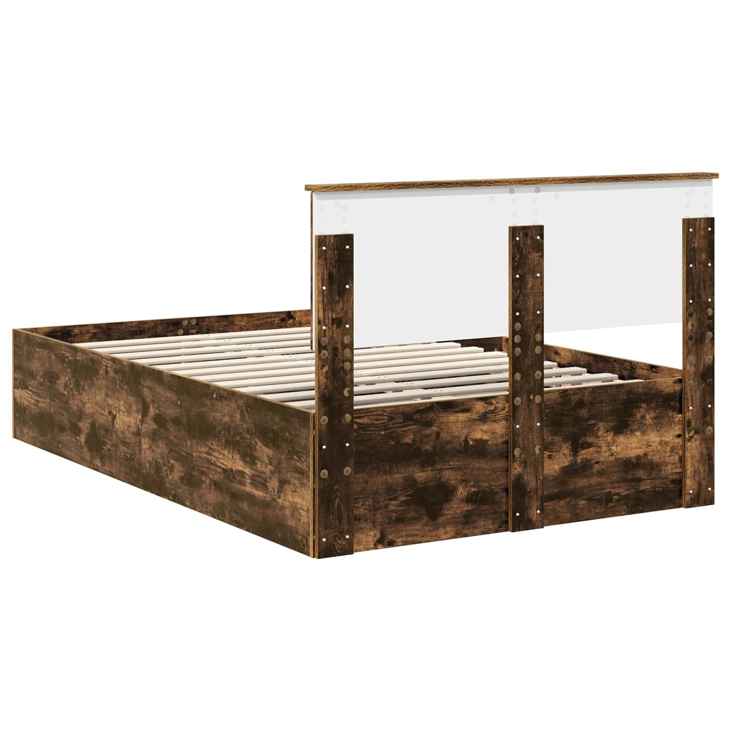 Bed Frame Smoked Oak 120 x 200 cm Engineered Wood
