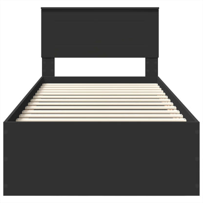 Bed Frame with Headboard Black 90 x 190 cm Engineered Wood