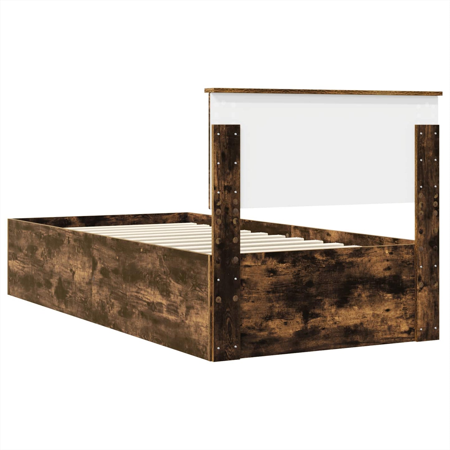 Bed Frame with Headboard Smoked Oak 90 x 190 cm Engineered Wood