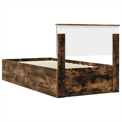 Bed Frame with Headboard Smoked Oak 90 x 190 cm Engineered Wood