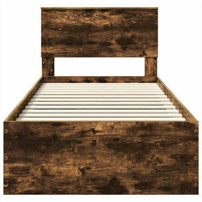 Bed Frame with Headboard Smoked Oak 90 x 200 cm Engineered Wood