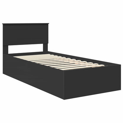 Bed Frame with Headboard Black 75 x 190 cm Engineered Wood