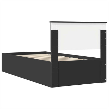Bed Frame with Headboard Black 75 x 190 cm Engineered Wood