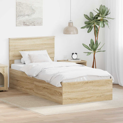 Bed Frame with Headboard Sonoma Oak 75 x 190 cm Engineered Wood