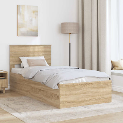 Bed Frame with Headboard Sonoma Oak 75 x 190 cm Engineered Wood