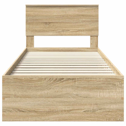 Bed Frame with Headboard Sonoma Oak 75 x 190 cm Engineered Wood